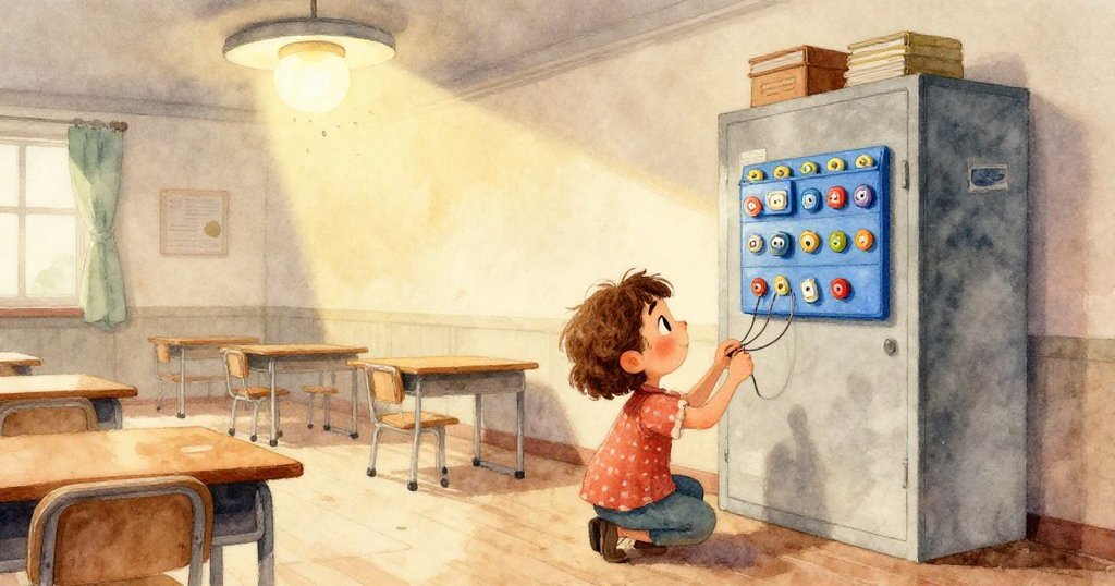 透過窗戶看到井然有序的菜園，漂浮的粉筆塵隨風飄舞，畫面流露懷舊氣息與健康生活理念。