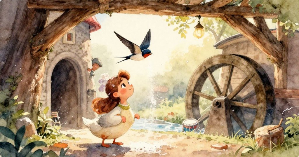 Iris的手輕輕撥弄著巧織稻草巢，麵粉細塵緩緩飄揚，特寫中流露出她驚奇且小心的神情。