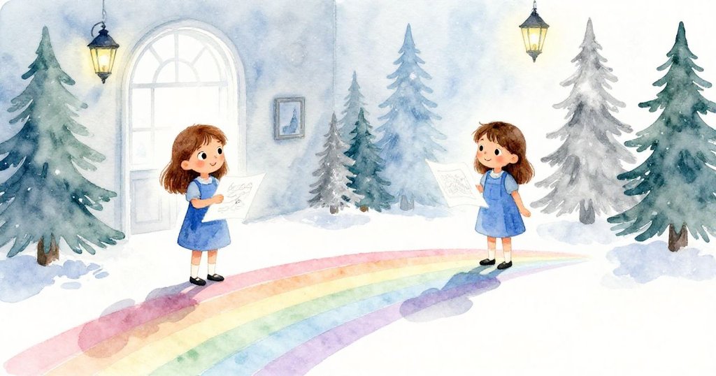 Joy完成虹彩畫作，與長影重疊於地面，整個燈室洋溢著和諧與滿足幸福的溫暖氛圍。