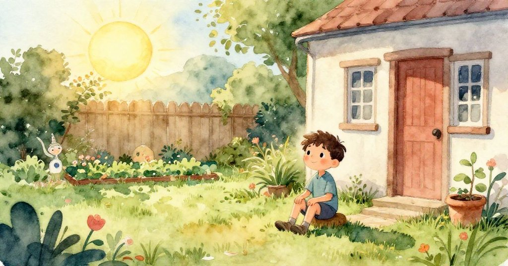 從高角度俯視，男孩Seth的手上有隻小螞蟻緩步爬行，觸碰皮膚時帶來輕柔笑意，畫面細膩動人。