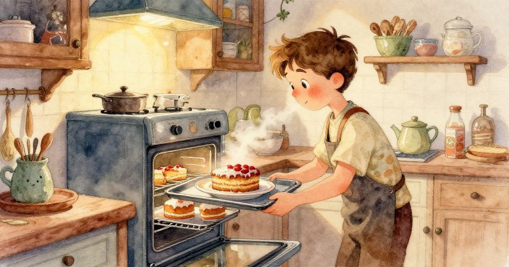 廚房中彩色毛巾從掛鉤滑落, 落在蛋糕托盤上, 陽光照射下動感十足, 創造出意外轉折的氛圍