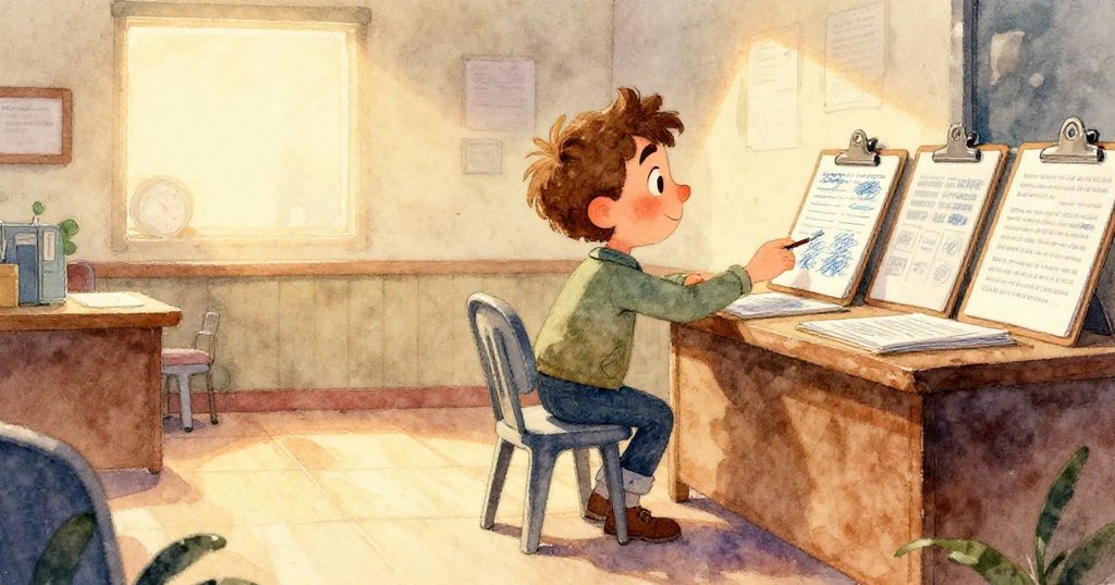 療癒犬輕觸引發衣架輕搖，夾克隨之飛舞，數字籃搖搖欲墜，燈光交織中呈現緊張轉捩點