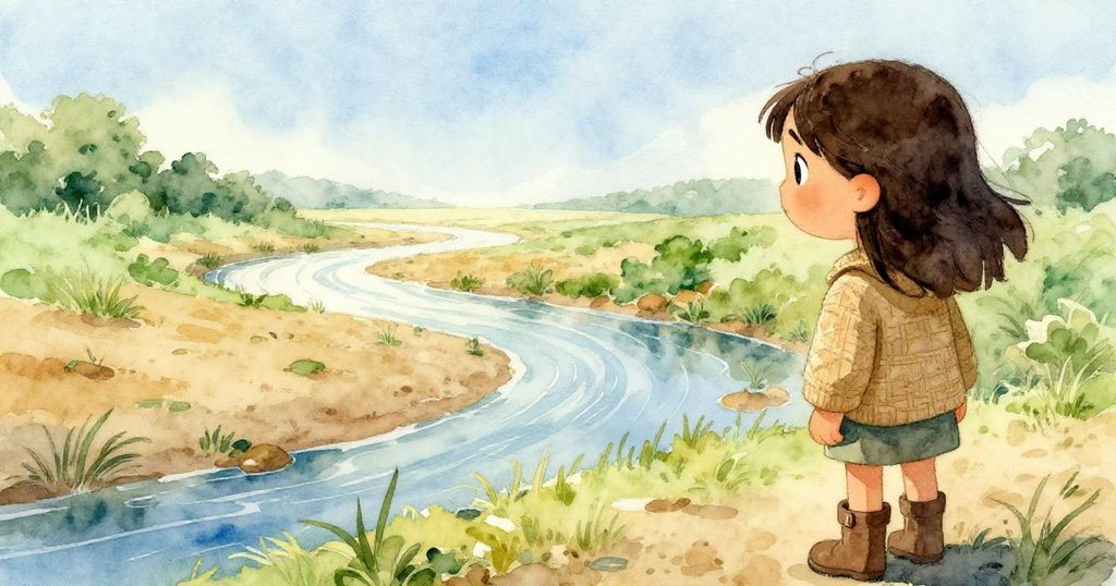 從六月背後望向海岸線，水池蒸氣輕霧升起，細小水道清晰可見，展現自然景觀與探索情懷