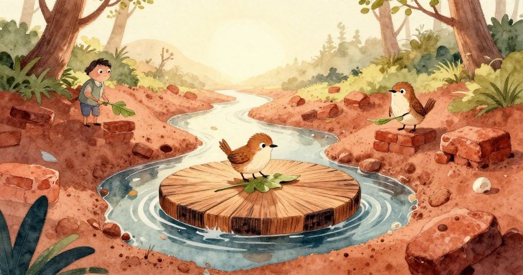 從Wren的視角看去，木盤似乎散發著冰涼神秘氣息，細膩溝紋與水珠邊緣在晨光中熠熠生輝。