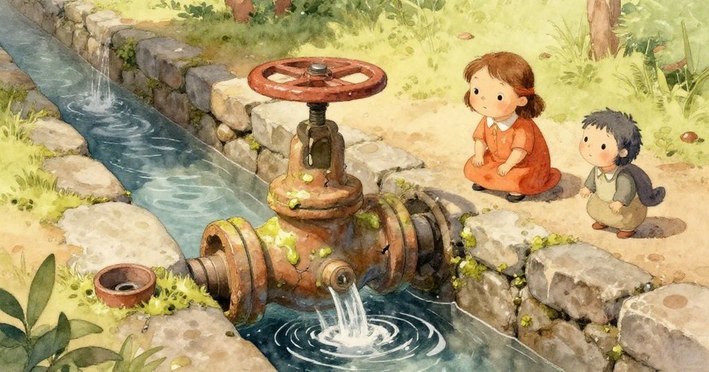 低角度觀察中，石縫中閃爍的碎片隨著水波微動，周圍鵝卵石輕顫，展現神秘石道的細緻變化。