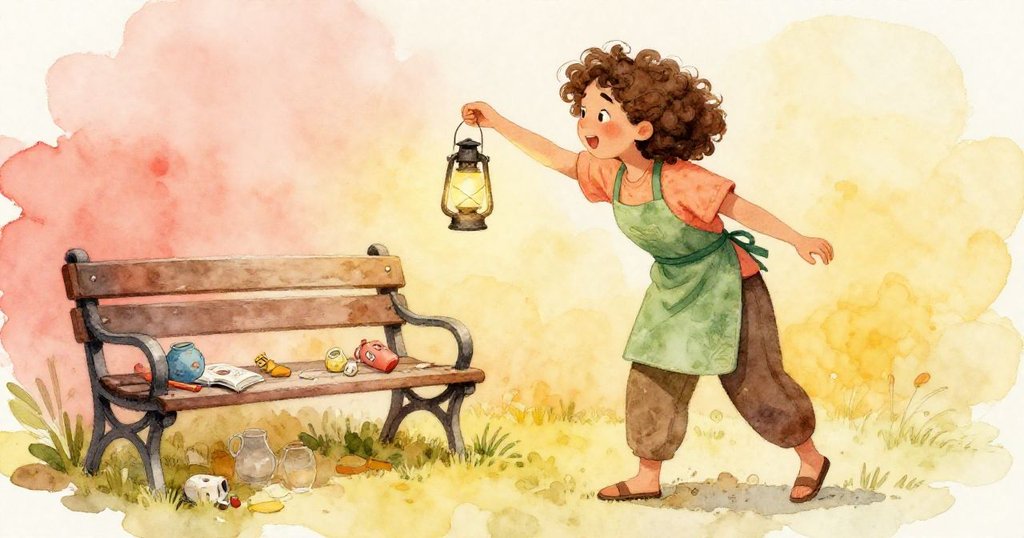 Dina聚精會神地用燈籠照亮靠邊的工作台,古老工具與木把微響於空氣中,場景呈現溫暖過渡