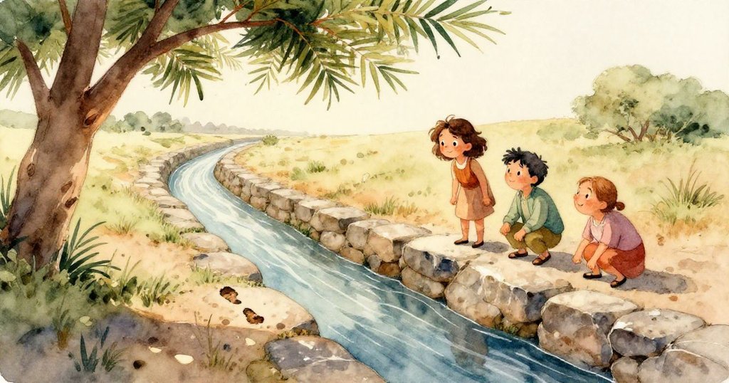 特寫畫面中，濕潤石頭上的靴印細節豐富，泥土紋理與水泡交織，透露著自然流動和神秘感。