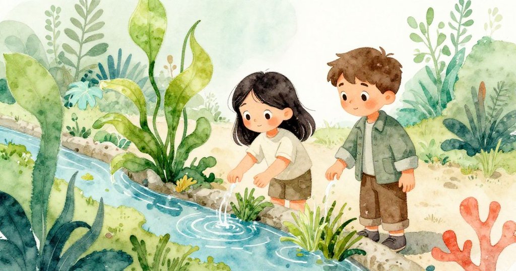 塔拉與塞斯並肩站在改造後的水道旁，新的有機花園中植物茂盛，兩人表情充滿希望與合作精神，預示故事尚未完結。