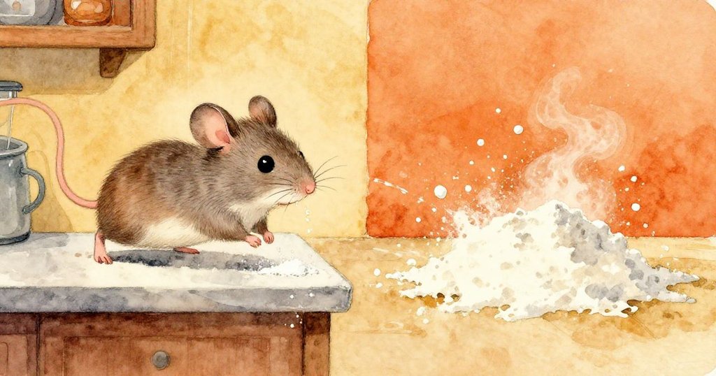 小米奮力衝刺，背景一邊糖流傾瀉，一邊麵粉翻動推擠奶油碎，他神情決絕又冒險。