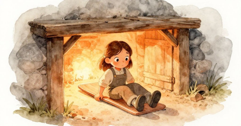 Bea 輕快地滑入窯房,低矮門框粗糙觸感映出暖橙光線,充滿陶瓷器皿的神秘空間展現動感。