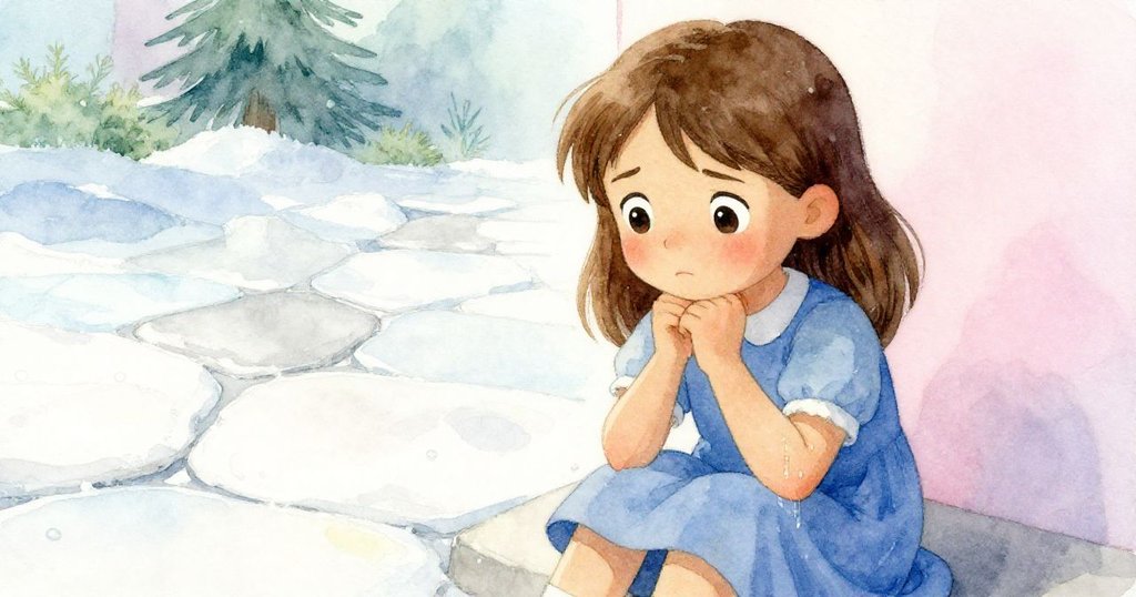 山姆面帶掙扎神情，雙手按膝凝視地面裂痕，凝露滴落袖上，內心矛盾與失落悄然展現。