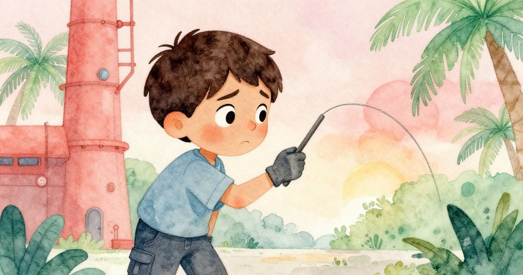 Bram凝視著手中石墨棒，臉上流露猶豫與掙扎，細膩描繪內心掙扎於神秘圖案前的決定。