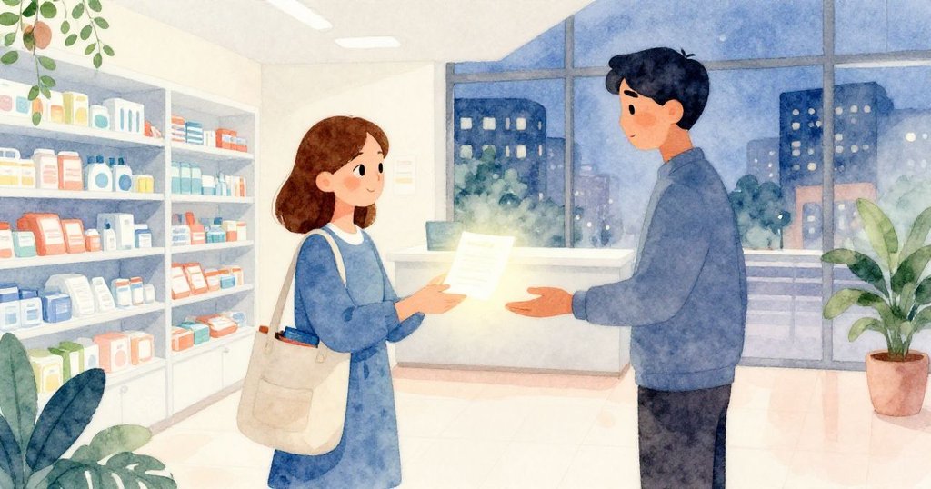 在現代藥局中，Iris 將發光呼叫器交到 Oscar 手中，背景逐漸展現都市夜景，傳達寧靜解決與完成的情感。