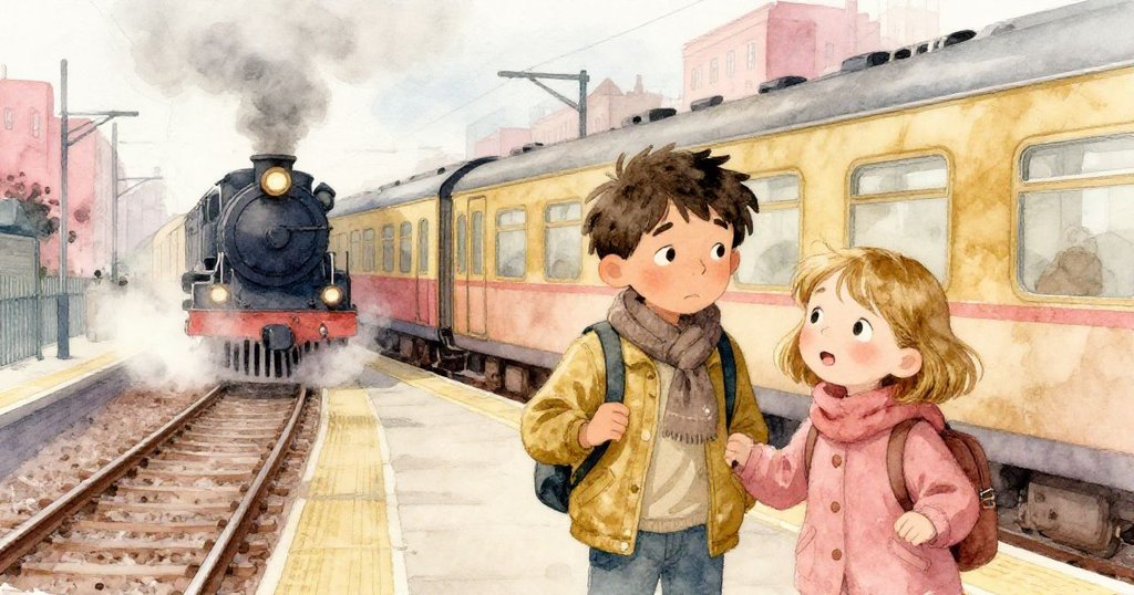 在上升的蒸氣中，Zane與Pearl於濕潤月台短暫停步，相互交換釋然目光，蒸氣營造出夢幻柔光。