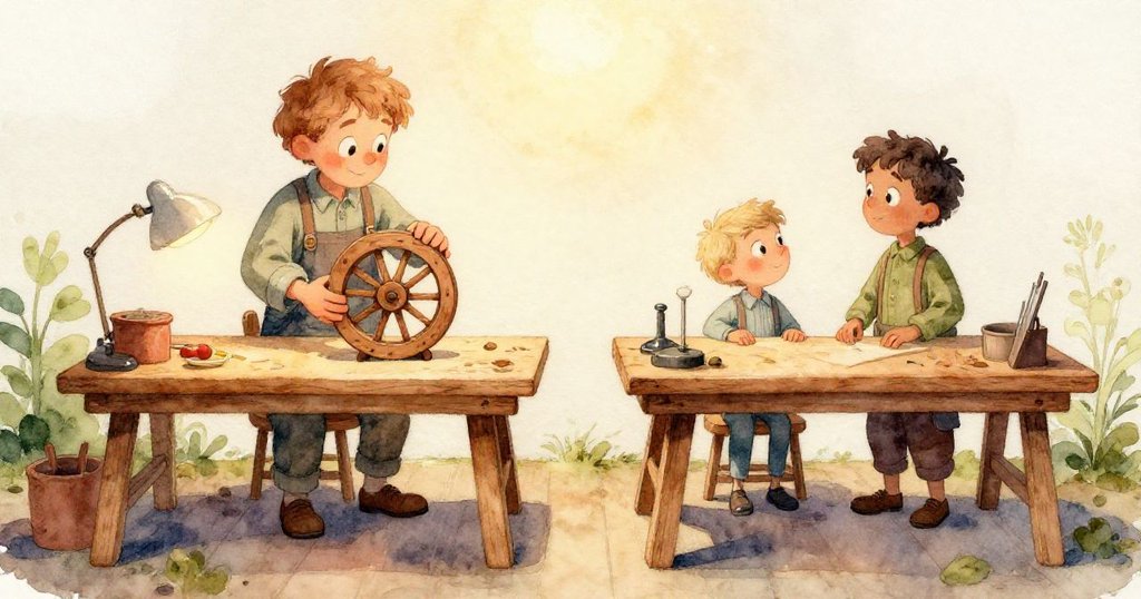 Wade 的雙手正專注調整轉動的齒輪與滑動的線纜，細節豐富，展現出手部的緊張與穩定。