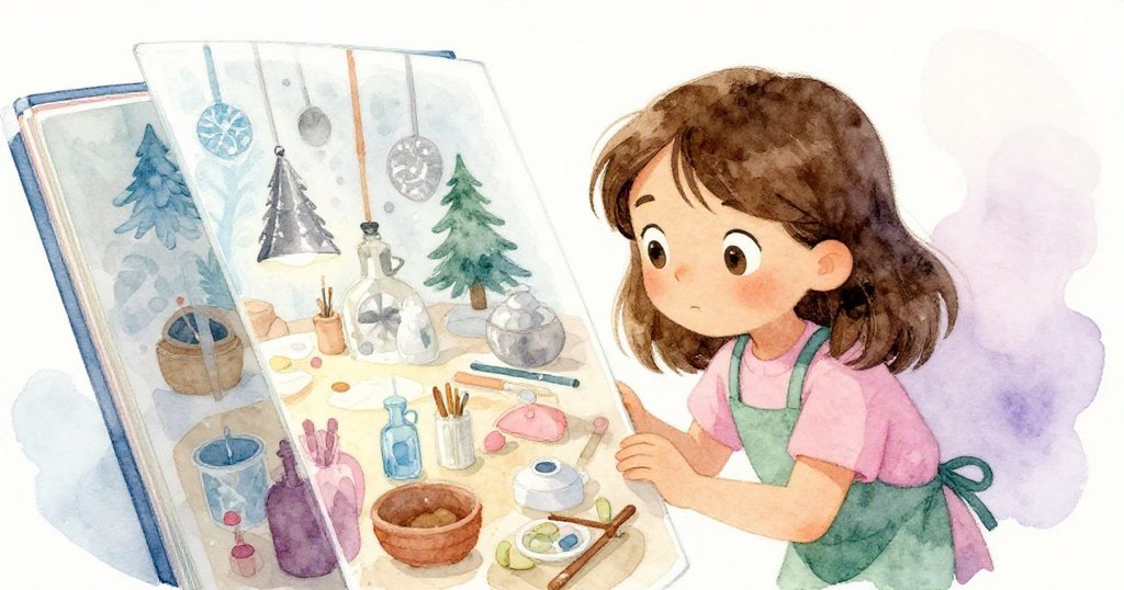 Zara在雜誌反射中凝視自己,好奇與專注映出工作坊光影交錯的溫馨畫面,展現思索與發現的瞬間。