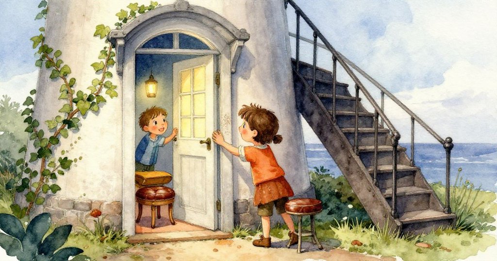 艾薇的手細緻觸摸古舊門面，鹽粒與金屬光澤交映，細節豐富展現探索與歷史感