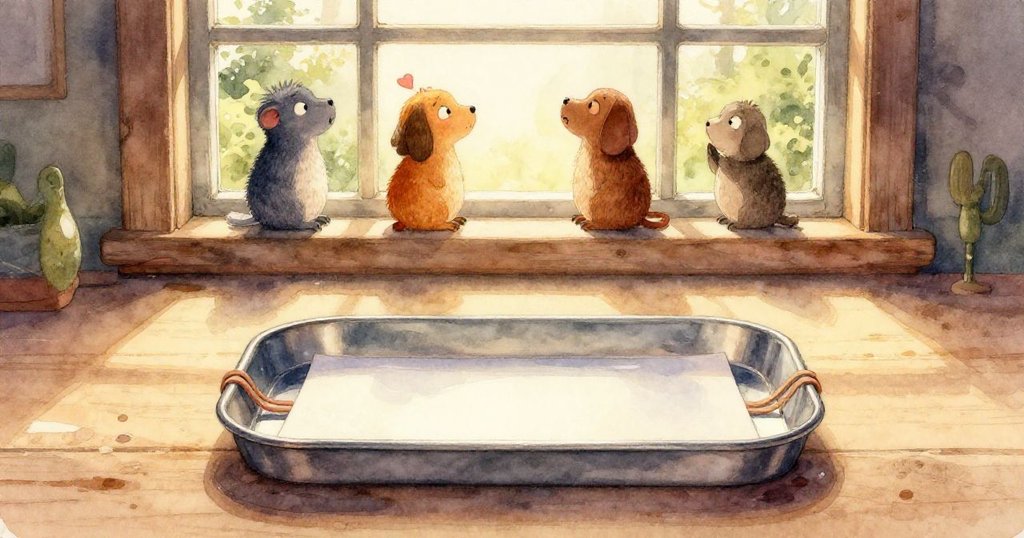 小老鼠Milo特寫大眼睛，凝視著充滿細節的透明覆蓋物與橡皮筋設置，充滿驚奇與專注情感。