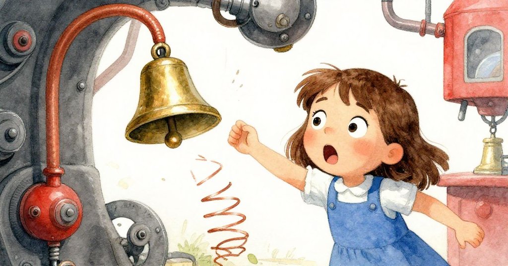 在意外發生時,Mae驚訝地注視飛起搖晃的銅鈴,震動與音波激發出緊張而動情的一幕。