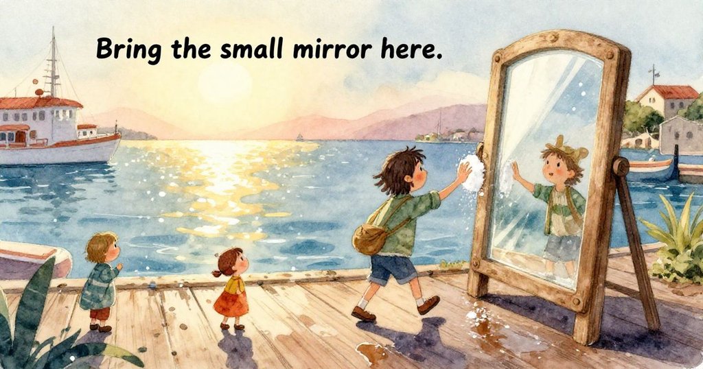 從鷗鳥視角看見明亮光斑在海面上舞動，鷗群翱翔於光影交錯的海港中，展現冒險開始的動感與魔幻魅力。