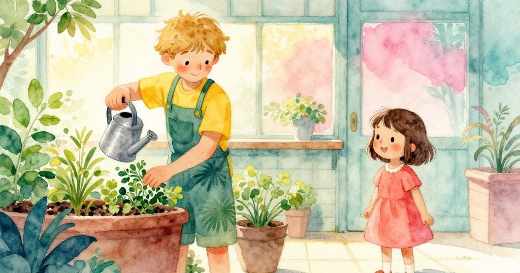 Bea與Vance進入車站室內，見園丁修剪香草，金屬水壺撞擊瓷磚發出響聲，場面溫馨而充滿細節。