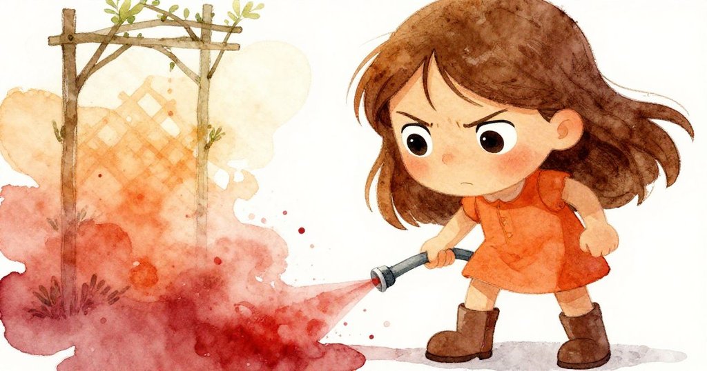 近距離看到Nell認真凝視,眼神流露出果斷與期待,背景有石板、曲折水帶與閃爍染液,展現冒險前的準備。