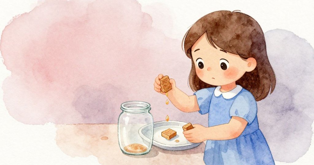 露莎專注調整托盤，握著軟木方塊穩定液滴流向空罐，表情凝重，實驗進入關鍵轉折，氣氛緊張。