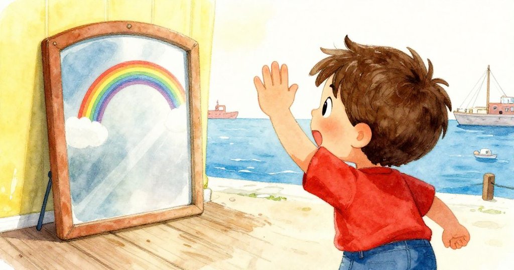 鏡面反射彩虹光與胡果調整工具瞬間交織,分割畫面呈現動作與光影變幻。