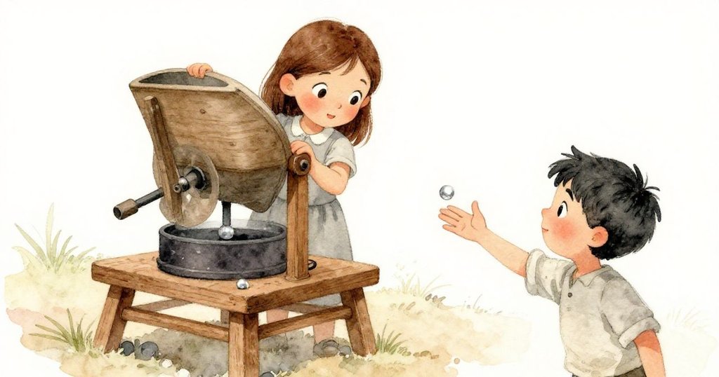 莉莉好奇逆轉磨把釋放神秘銀珠, 喬德迅速接住那映出微光的珠子, 場景充滿奇妙感.