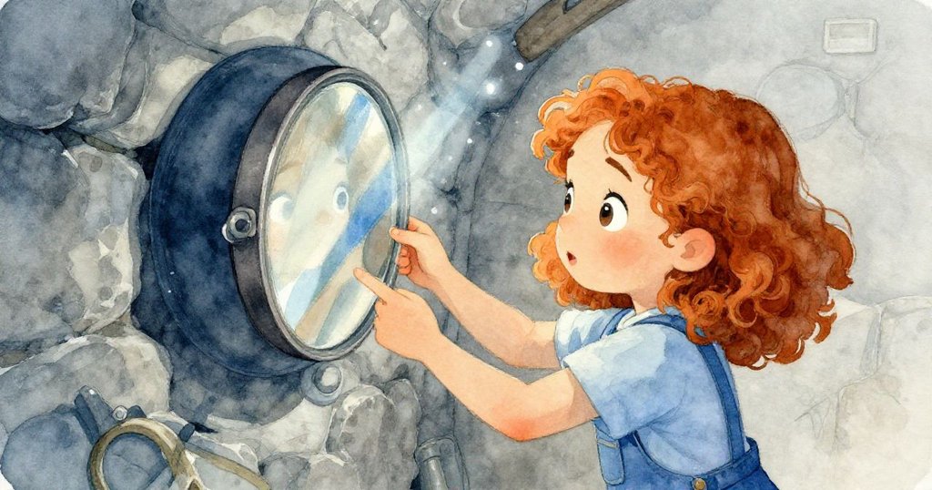 從身後觀察,Quinn專注地將第二面鏡子靠在鐵鍋上,調整光束延伸,環境透露神秘與溫暖。