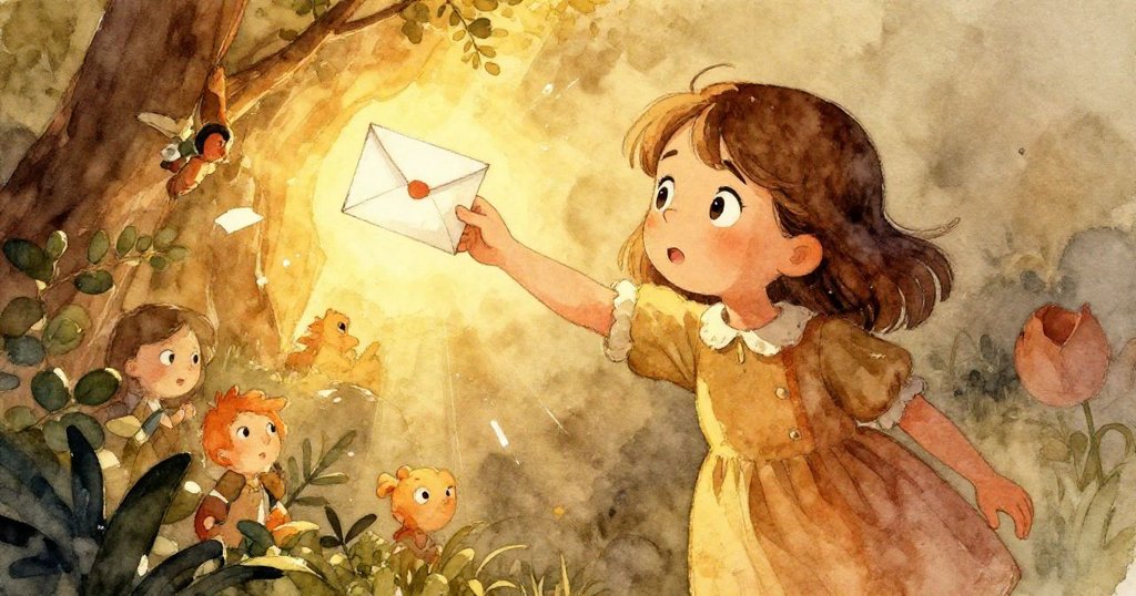 Kira 的手微顫抓住信封,面部流露焦急與希望,在光與影的交錯中,農場的場景既緊張又溫柔。