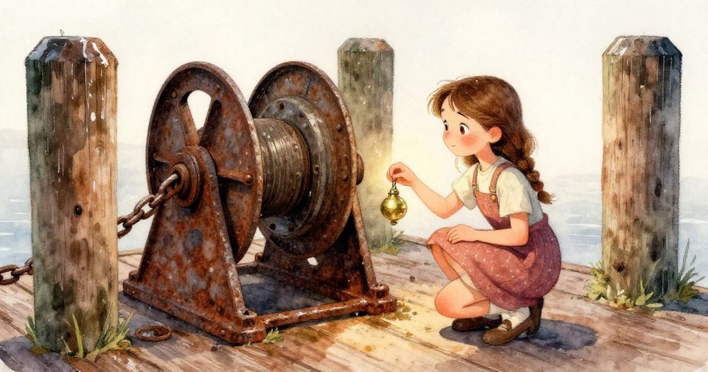 魚罐與線軸在木板上迅速追逐，彼此交錯觸碰麻繩帶來動感，動作生動，氣氛激昂且充滿活力。