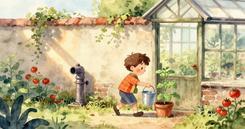 科爾專注地轉動覆滿青藤的紅色閥門,他的手濕潤而用力,細節突顯生動的質感與光影。