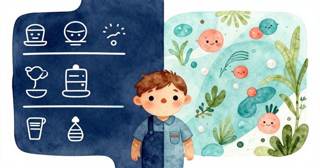 Wren站在記憶與現實交錯處,一邊是整齊光亮的工房回憶,一邊是混亂現場,她神情複雜而深思。