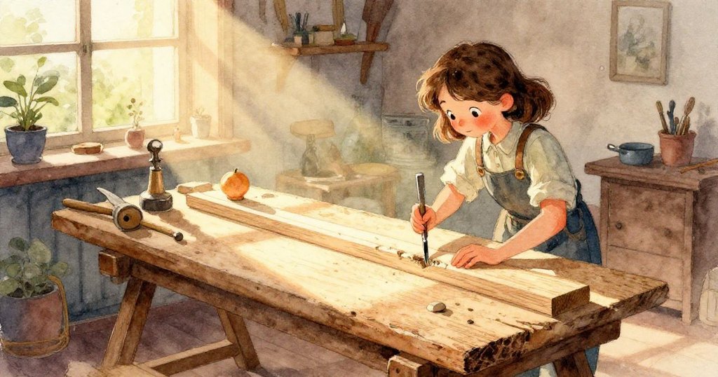 近距離描繪碟子開始旋轉，油光閃爍中半吃煙燻鯡魚呈現微妙魔法，背景隱約顯示工作台環境