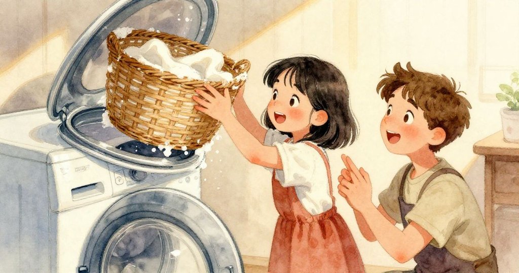 水流沿著有紋理的地磚蜿蜒而下，逐漸流入樓梯間並滴落在陽台上柔軟的紙盒上，展現時間流逝的過程。