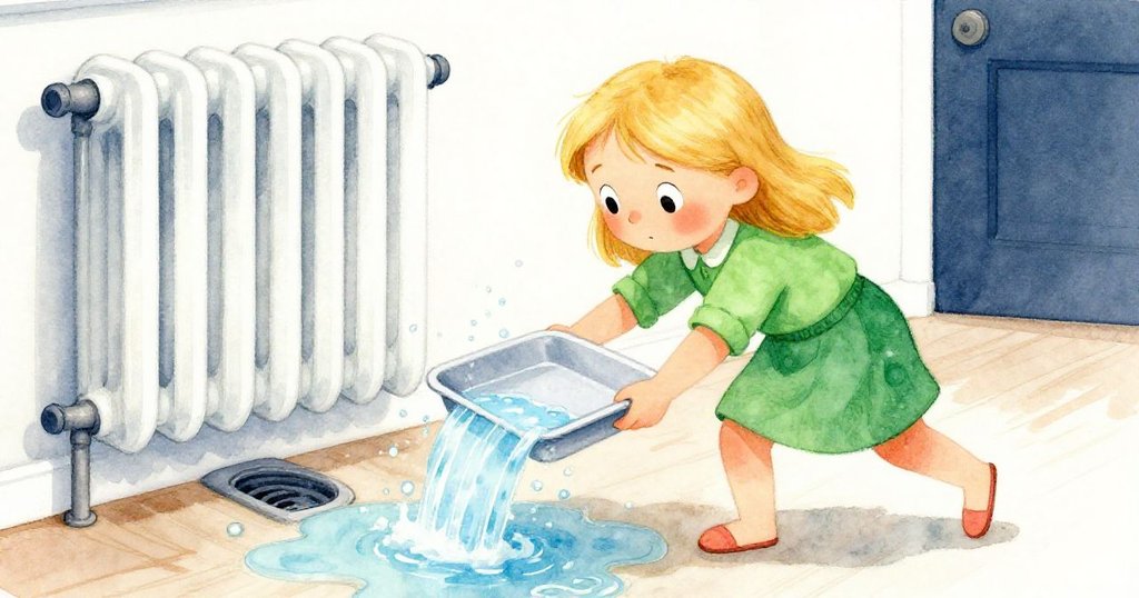 Faye奮力衝上前拿起托盤,按壓在濕滑地面上引導水流向排水口,表情專注,場景仍留餘韻。