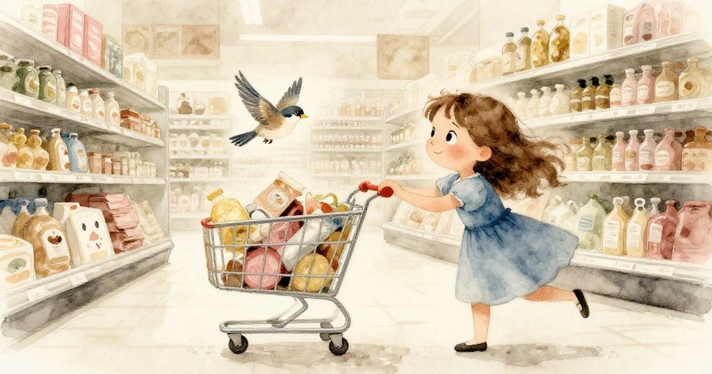 Ruby眼中現實與幻想交織,滑車似乎變成活物,麻雀飛舞,場景神秘而富有夢幻感,情緒複雜而溫暖。