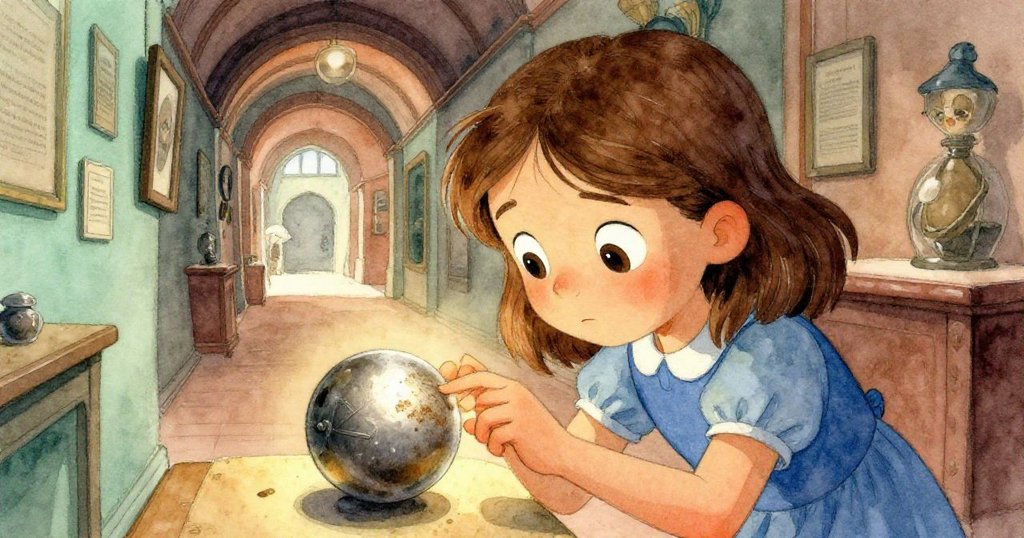 伊芙彎身比對鞋印與金屬球上痕跡，神情專注流露決心，暗巷中燈光聚焦細節，充滿探索意味。