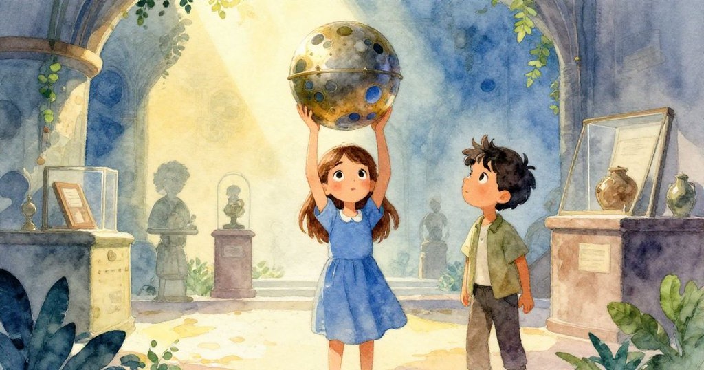 伊芙與肯特攜手離開展廳，金屬球歸位後微光相映，兩人神情堅定並肩走向未知新篇。