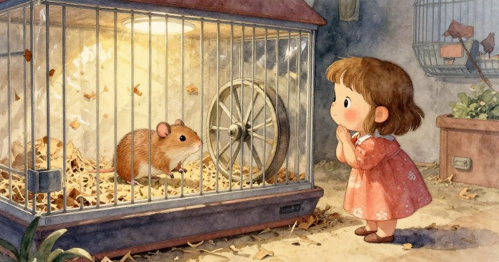 Ada以第一人稱視角凝視狹窄透明管,細緻描繪管內隱藏生物的微妙動態,眼神充滿好奇,溫暖燈光映襯背景