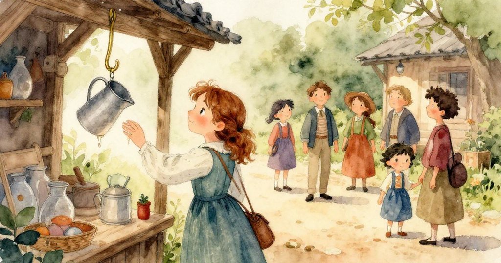 菲恩從自己視角掃視熙攘市場,桌下擺放著水桶與摺疊布料,手工皂細緻展現市場的繁忙與生活挑戰