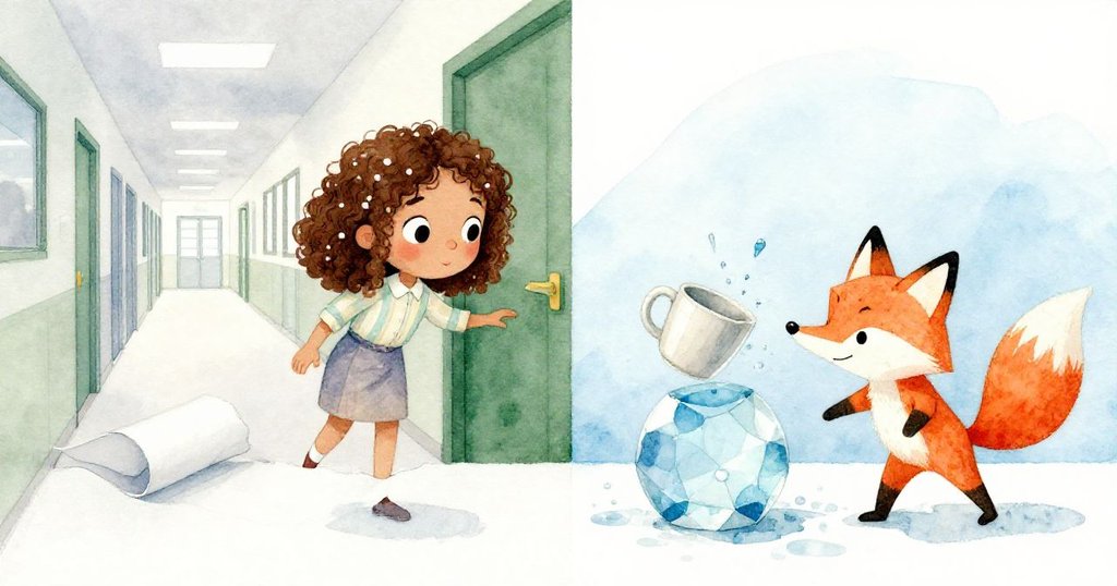 佩珀目睹走廊上破紙迅速滾動,另一邊狐狸形紙鎮撞擊光澤陶瓷杯,畫面呈現連鎖動作與瞬間衝突