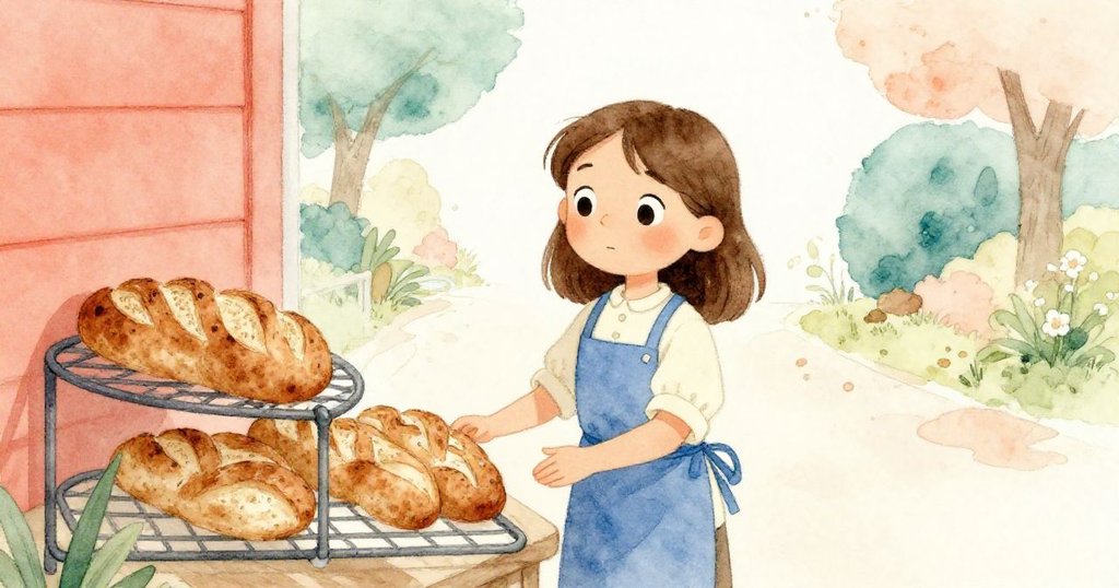 Lyra 面帶微笑站在麥草辮穩放的架旁，望向明亮未來，表現出挑戰後的寧靜與希望。