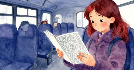 Crimson Leaf on the Late Bus