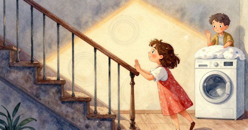 在濕潤蕨葉上細密的水珠中映出青苔盤與灰石，宛如水下夢幻景致，散發出靜謐微妙的光影。