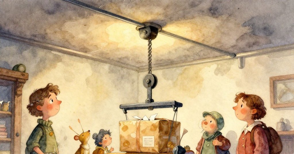 在空曠角落中，Glen 與滑輪背景互映，油跡滑輪細節精緻，集中呈現工廠靜謐與神秘氛圍。