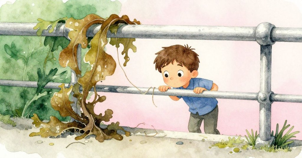 Owen在欄杆下仔細搜尋,發現半枯萎的海萵苣及與缺失肩帶同色的線頭,層次分明,故事逐步展開。