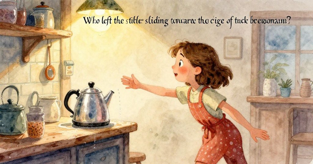 印表機區中，多份報告因水流而變成輕盈的紙舟，水滴與紙角互動，神秘中流露出奇妙變化，氛圍夢幻。