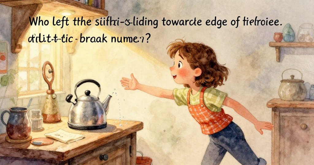 辦公室休息室中蒸氣緩升，角落裡裂管悄滴水珠向遠處樓梯流去，氣氛平靜卻暗示故事未完，充滿溫柔餘韻。